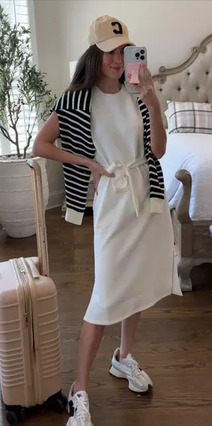Spanx AirEssentials Tie Waist Tank Dress White thumbnail 1