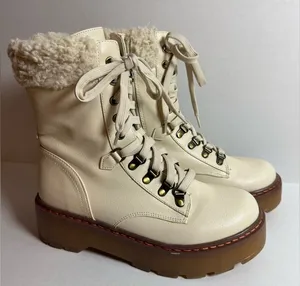 NEW CIRCUS SAM EDELMAN Ivory Shearling Combat Boots size 8 thumbnail 1