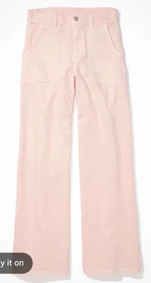 NWT American Eagle Super High-Rise Wide Leg Carpenter Pants Pink 10 Short 30w thumbnail 1
