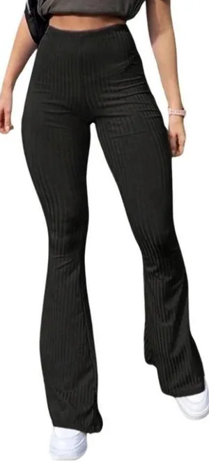 Allie Rose Black velour corduroy Flare Boot Cut Pants with back pocket Sz Med thumbnail 1