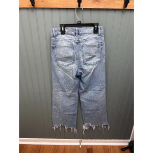 DL1961 Hepburn Wide Leg High Rise Jeans Light Wash Distressed Raw Hem‎ Size 25 thumbnail 5
