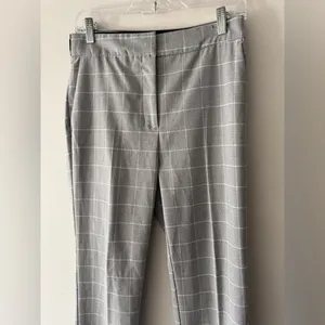 Zara‎ Basic Gray Checkered Plaid Pants Elastic Back Waist thumbnail 3