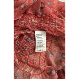 Free People Hello There Floral Sheer Mesh Mock Neck Bell Sleeve Blouse Sz S EUC thumbnail 16