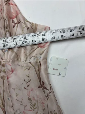 Storia xl Blush Floral Cream Maxi Slip Dress Ruffle Hem romantic guest party thumbnail 7