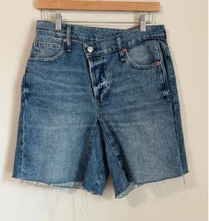 We The‎ Free FP Boomerang Denim Shorts Womens 27 Blue Crossover High Rise thumbnail 1