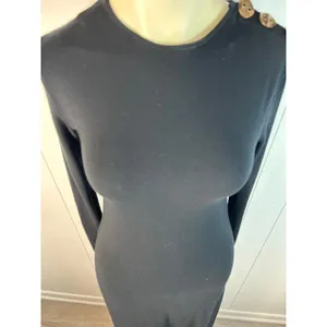 Pashmina Black Long Button Lined Sleeve Body Contouring Long Sleeve Dress. XS thumbnail 6