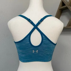 Under Armour Heather Teal Blue Sports Bra Activewear Gym Workout Casual thumbnail 4