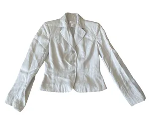 Loft ANN TAYLOR Blazer Khaki Light gray Size 4 Silk Linen Business Formal thumbnail 5