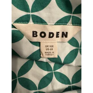 Boden Shirt Dress Long Sleeve Button Up Cotton Green/White Geometric Size 6R thumbnail 3
