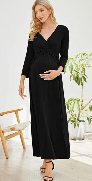 NEW Coolmee Maternity Dress V-Neck M 3/4 Sleeve M thumbnail 2