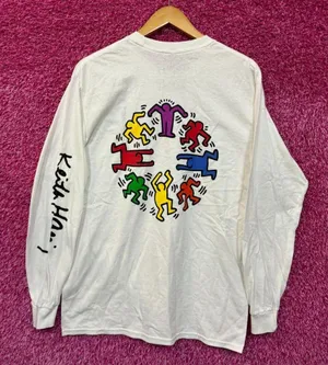 Keith Haring Circle of Men Dancing Pop Art Long Sleeve M thumbnail 1