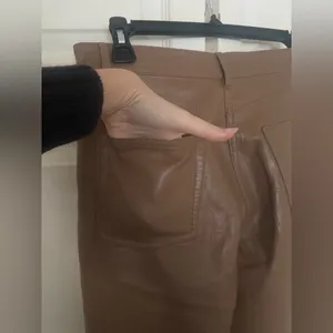 Aritzia Wilfred Melina Pant Camel Tan Vegan Leather Pants Size 8 Straight Leg thumbnail 6