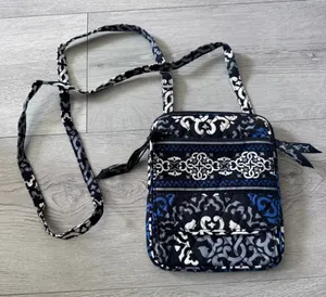 Vera Bradley Canterberry Cobalt Mini Hipster Quilted Cotton Crossbody Bag thumbnail 1
