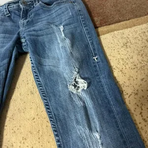 TuffRider Y2K Cowgirl Tuff Co Fearless Distressed Barbed Wire Jeans Medium Wash JSFRLS W27 thumbnail 8