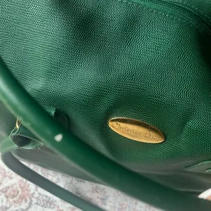 Vintage Christian Dior Perfumes Emerald Green PVC Large Green Travel Bag thumbnail 5