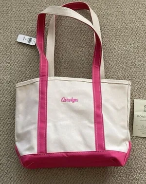 NEW L. L. Bean Boat and Tote Medium Shoulder Bag Long Handles Peony Pink NWT thumbnail 1