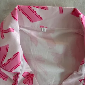 Women's Two Piece Short Sleeve and Shorts Pajamas Pink Size M #260256 thumbnail 3