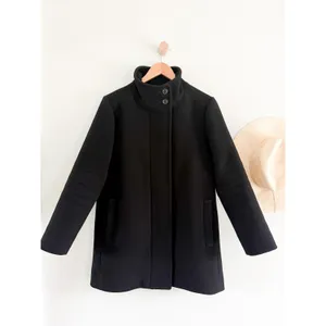 J.Crew Factory | City Coat with Button Neck Black Wool Blend | Sz 10P thumbnail 2