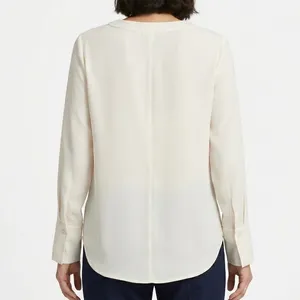 Ann Taylor Ivory V-Neck Long Sleeve Blouse Career Office Top Size Medium thumbnail 4