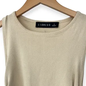 LIONESS | Small | Military Minds Ecru Bodycon Ribbed Sleeveless Mini Dress thumbnail 5