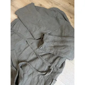 EUC Unisex Pottery Barn waffle weave resort robe Loden green size M thumbnail 12