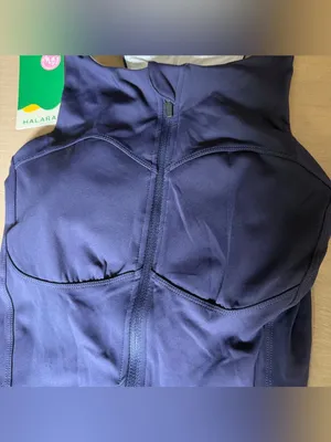 Halara NWT Navy Zip Front Longline Sports Bra Athletic Crop Top S Tenniscore thumbnail 3