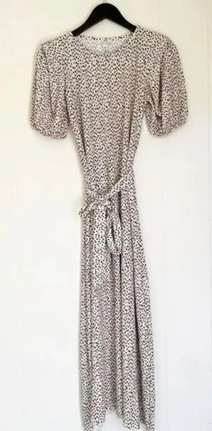 RIVER ISLAND Cream with Black Polka Dots Midi Dress 8 thumbnail 1