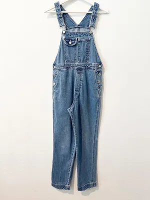 Gap Vintage Overalls Size Small Blue Rigid Denim Relaxed Straight Leg Distressed thumbnail 14