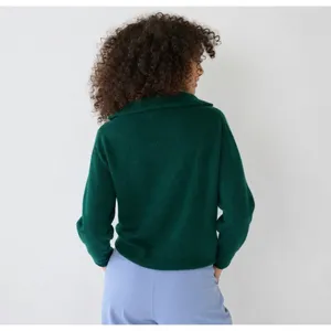 J. CREW Relaxed Half Zip Stretch Sweater Merino Wool Alpaca Dark Spruce Green M‎ thumbnail 6