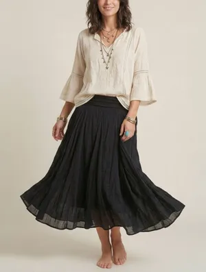 Baba Crinkle Assymetrical Convertible Foldover Skirt Tube Dress Witchy Boho Sz L thumbnail 1
