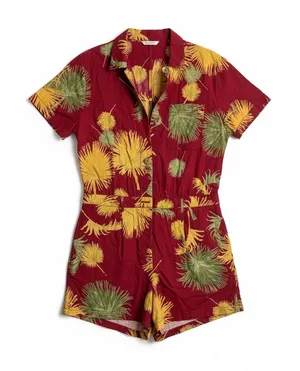 Free People Tropical Print Button Front Romper Size M New thumbnail 1