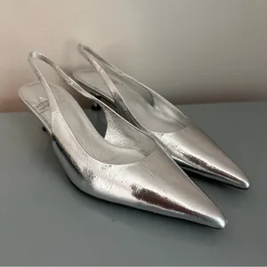 Jeffrey Campbell Persona Silver Slingback Kitten Heel 7 NEW thumbnail 2