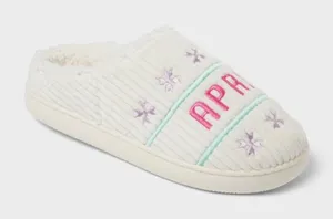 Wild‎ Fable Womens Slippers Cream "Apres All Day" Embroidered Plush Lined M 7/8 thumbnail 1