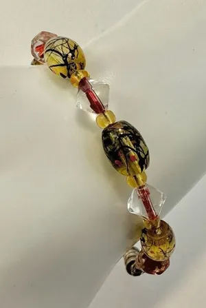 Clear and yellow beaded bracelet thumbnail 1