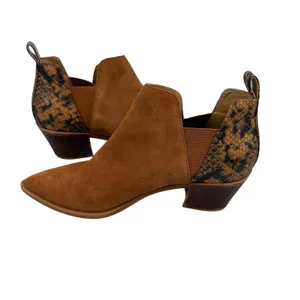Dolce Vita Womens 9.5 Suede Snakeskin Pointed Toe Ankle Boots Cognac‎ Brown thumbnail 3