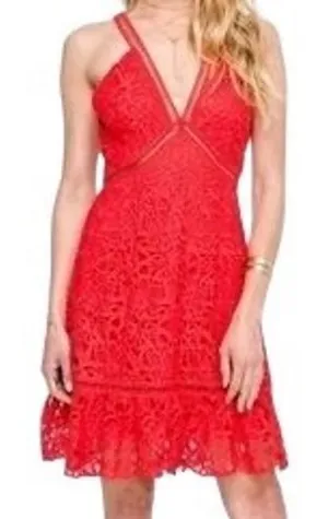 NWT ASTR the Label Lattice Inset Sleeveless Lace Fit & Flare Mini Dress Sz Small thumbnail 1
