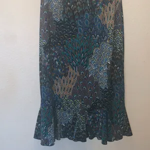 Miss Ashley Peacock Print Ruffle Bottom Stretchy Maxi Office Skirt thumbnail 3