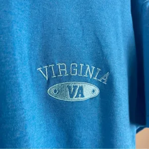 NEW Gildan Heavy Duty Women's Large Embroidered Virginia VA Aqua Blue Tee Shirt thumbnail 3