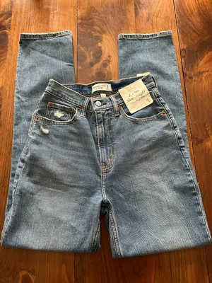 Abercrombie The 90’s Slim Straight Ultra High Rise Jeans thumbnail 12