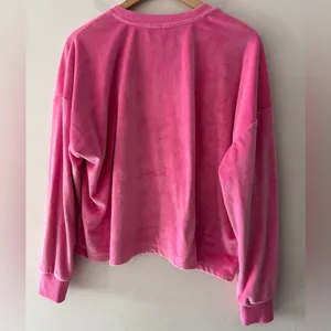 Bebe Pink Velvet‎ Cozy Pullover Rhinestone Sparkle Detail thumbnail 3