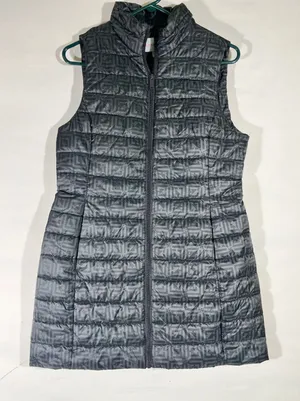 Liz Claiborne Puffer Vest Women‎ S Grey Black Geometric Monogram Zip Up Preppy thumbnail 1