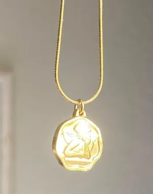 Habitat Handmade gold tone stainless steel Angel cherub goth cute chic necklace👼💗 thumbnail 4