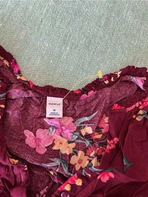 Old Navy Floral Burgundy Boho Dress Size M thumbnail 4