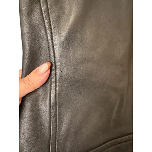 STRADIVARIUS 100% Leather Biker Jacket Black Medium thumbnail 5