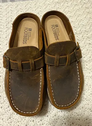 White Mountain Footbeds Brown Leather Slip-On Clogs Womens 6 thumbnail 1