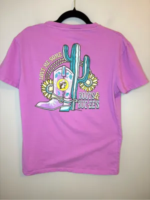 Buc-ee’s Love Me Some Boots Pink Graphic Tee Women’s M Western Cowgirl thumbnail 2