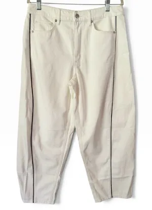 NWOT Rivete White Piped Barrel Leg Jeans Women’s Size 32 thumbnail 1