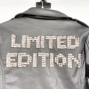Azalea Wang Womens Studded Limited Edition Moto Biker Faux Leather Jacket Size M thumbnail 7