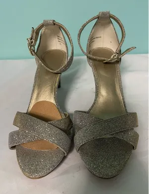 Kelly & Katie Gold Sparkle Open-toe Block Heel‎ Ankle Strap Size 6.5 S-206 thumbnail 1