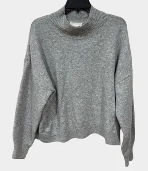 H&M Gray Turtleneck Sweater Ribbed Trim XL thumbnail 1